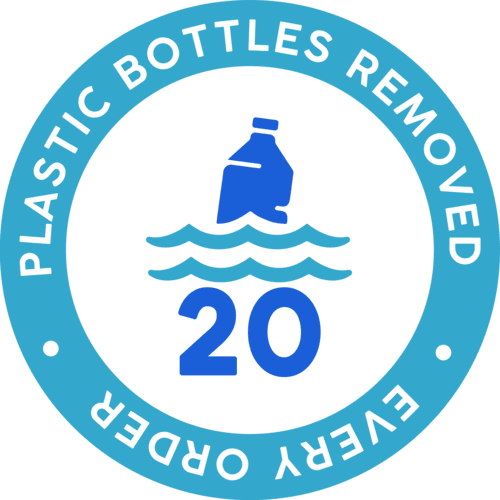 20 plastic bottles removed from the ocean for every order