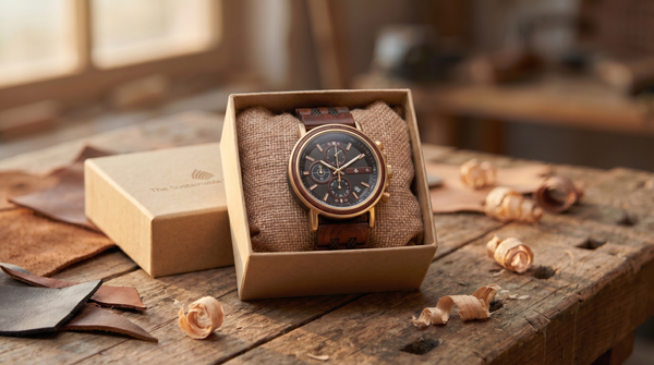 Wooden watch in a Bamboo watch box